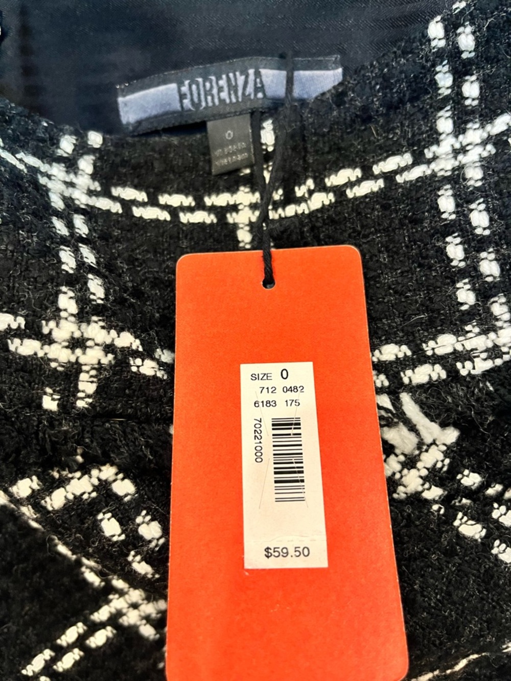 Forenza Black & White Diamond-Check Bouclé Mini Skirt - Picture 5 of 5